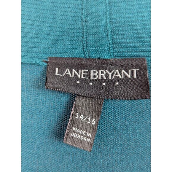 LANE BRYANT Open-Front Longline Fine Knit Cardigan Forest Green Christmas 14/16 - Picture 5 of 7